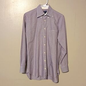 Charles Tyrwhitt Button Down Longsleeve Plaid Shirt Purple Mens Size Small‎